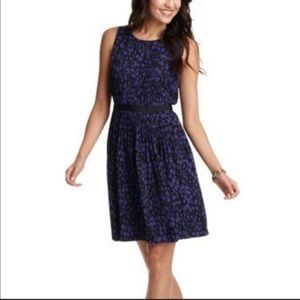 LOFT Petite Animal Spots Print Pleated Dress. 6P